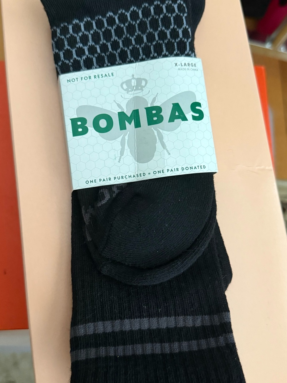 Bombas Black Crew Socks with Gray Stripe Detail - Men's